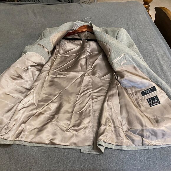 Jos. A. Bank Blazer Jacket Size 43L Signature Collection Wool Silk Gray Mitchell - Picture 3 of 13